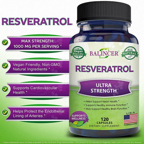 Resveratrol Complex - Helps Support Cardiovascular Health, Promotes Skin Radiance, and Antioxidants