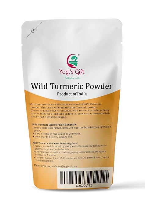 100% Pure Wild Turmeric Powder for Face | 8 Oz (227 Grams) | Kasturi Manjal | Curcuma Aromatica | Amba Haldi | Promotes Glowing Skin | by ®