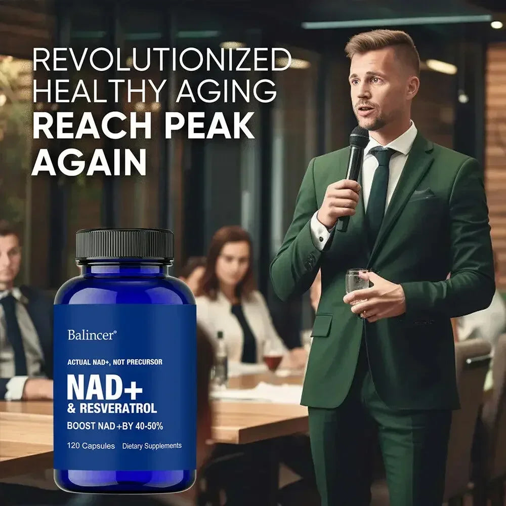 NAD + Resveratrol Supplement - Anti-Aging, Helps Boost Energy, Promotes Cell and Skin Health, Promotes Blood Circulation