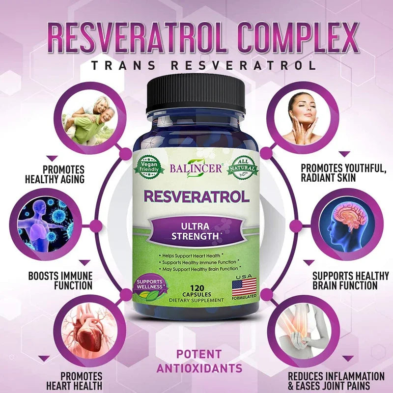 Resveratrol Complex - Helps Support Cardiovascular Health, Promotes Skin Radiance, and Antioxidants