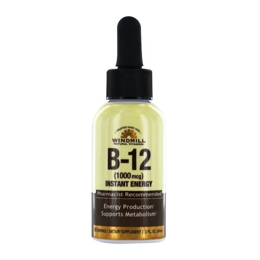 B-12 1000 Mcg Liquid for Instant Energy, 2 Oz